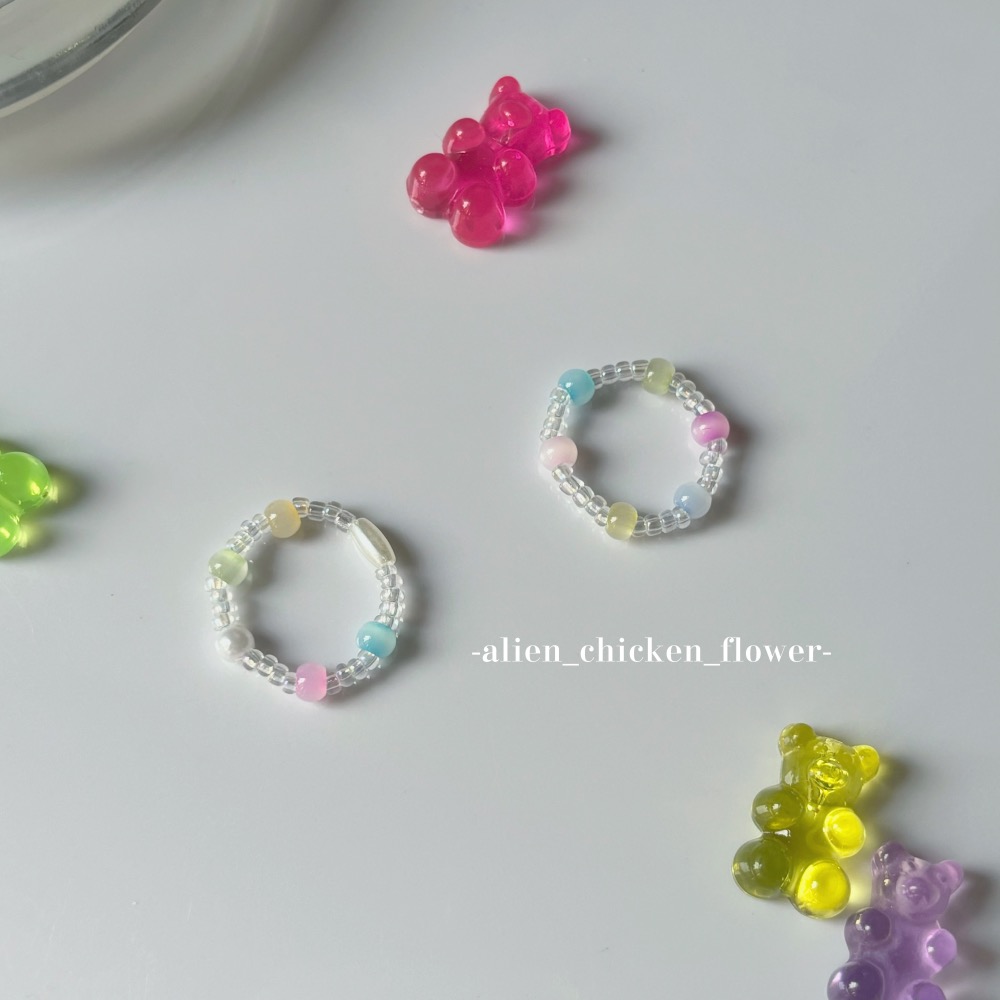 𝓐𝓬𝓯🍿外星家ㄟ串珠戒指·͜· 小熊們的糖果工廠🏭🍭✨· 手工串珠·͜· 串珠戒指·͜· 戒指·͜·-細節圖2