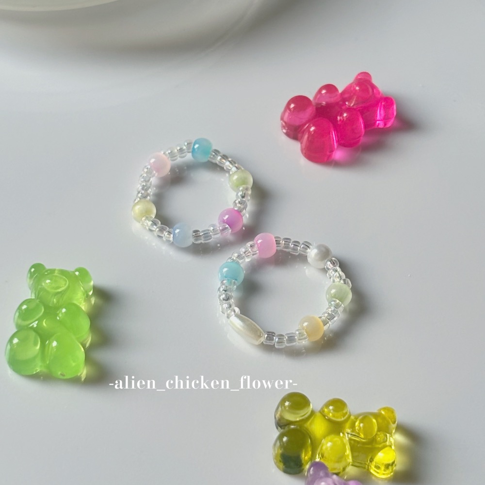 𝓐𝓬𝓯🍿外星家ㄟ串珠戒指·͜· 小熊們的糖果工廠🏭🍭✨· 手工串珠·͜· 串珠戒指·͜· 戒指·͜·-細節圖3