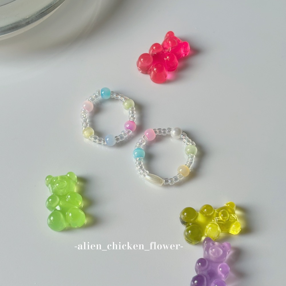 𝓐𝓬𝓯🍿外星家ㄟ串珠戒指·͜· 小熊們的糖果工廠🏭🍭✨· 手工串珠·͜· 串珠戒指·͜· 戒指·͜·-細節圖4