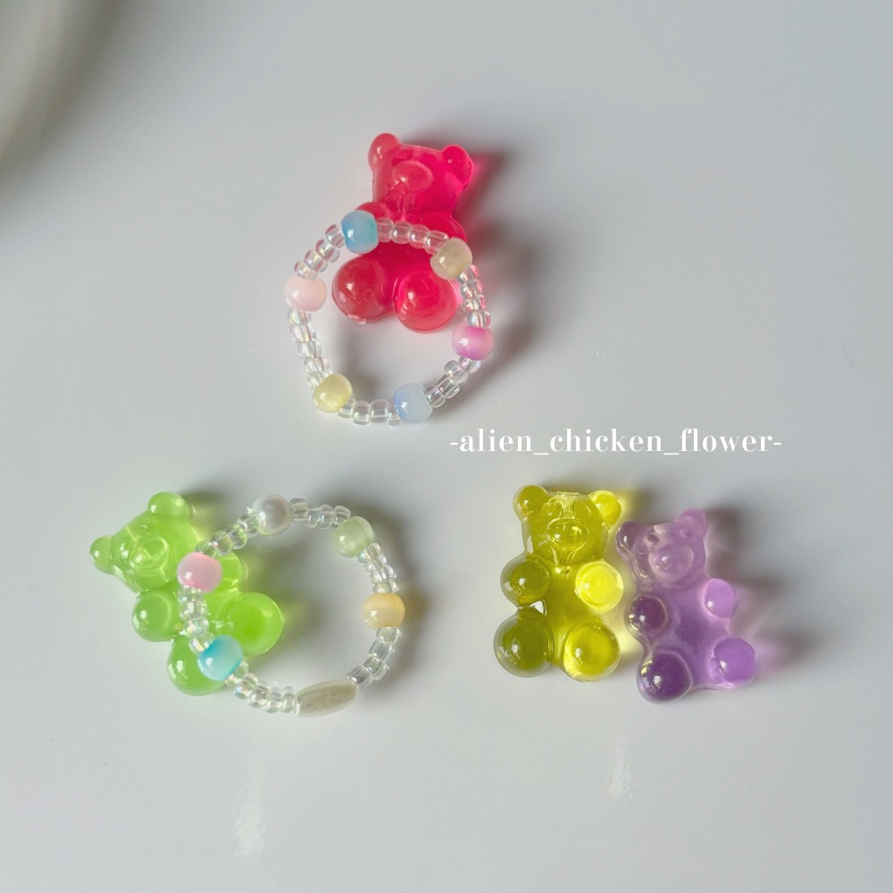 𝓐𝓬𝓯🍿外星家ㄟ串珠戒指·͜· 小熊們的糖果工廠🏭🍭✨· 手工串珠·͜· 串珠戒指·͜· 戒指·͜·-細節圖5