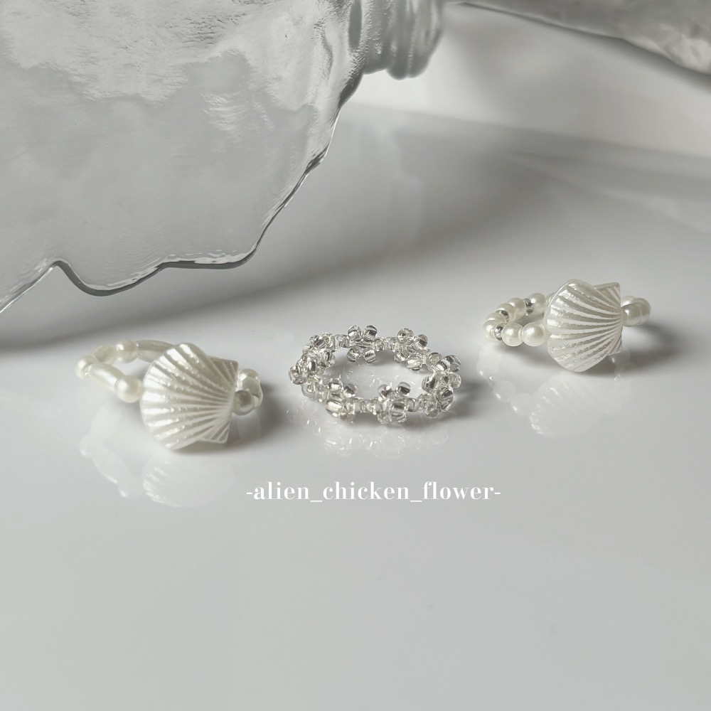 𝓐𝓬𝓯🍿外星家ㄟ串珠戒指·͜· 海洋泡沫的貝殼🐚🫧系列·͜· 手工串珠·͜· 串珠戒指·͜· 戒指·-細節圖2