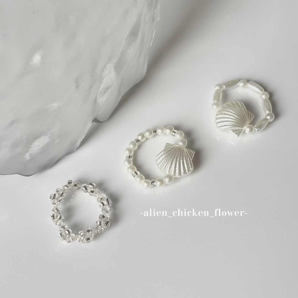 𝓐𝓬𝓯🍿外星家ㄟ串珠戒指·͜· 海洋泡沫的貝殼🐚🫧系列·͜· 手工串珠·͜· 串珠戒指·͜· 戒指·-細節圖4