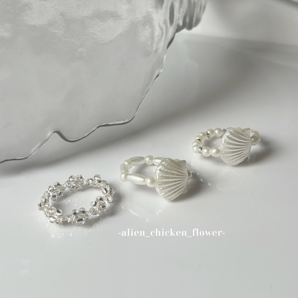 𝓐𝓬𝓯🍿外星家ㄟ串珠戒指·͜· 海洋泡沫的貝殼🐚🫧系列·͜· 手工串珠·͜· 串珠戒指·͜· 戒指·-細節圖5