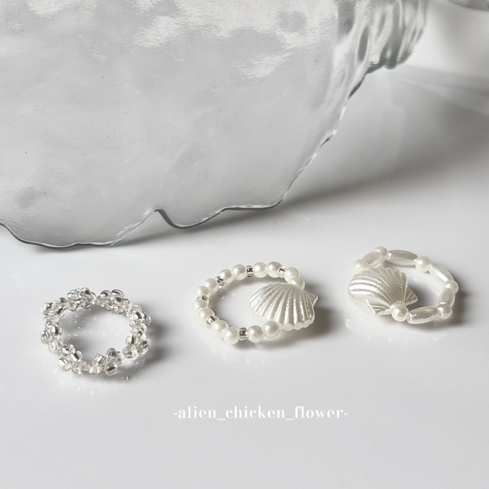 𝓐𝓬𝓯🍿外星家ㄟ串珠戒指·͜· 海洋泡沫的貝殼🐚🫧系列·͜· 手工串珠·͜· 串珠戒指·͜· 戒指·-細節圖7