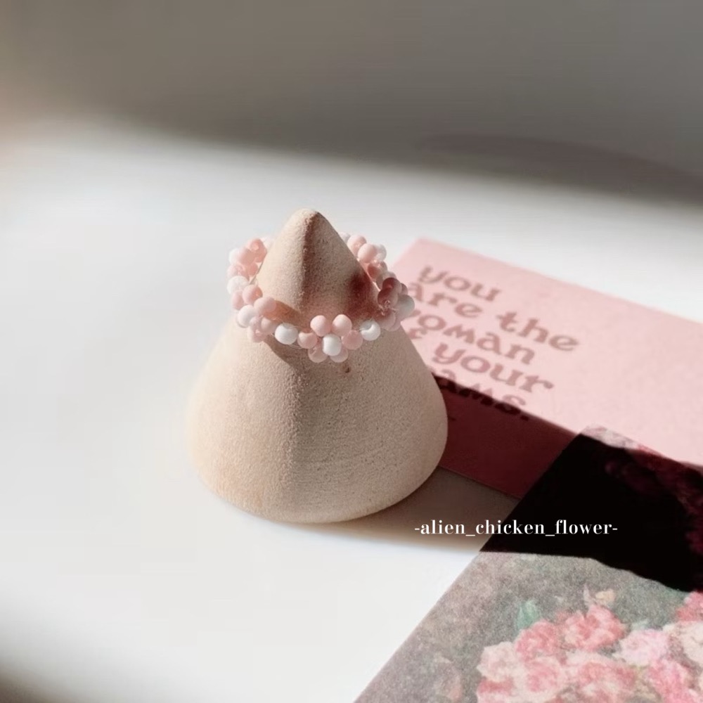 𝓐𝓬𝓯🍿外星家ㄟ串珠戒指·͜· 肉粉小花花🌷串珠戒指·͜· 手工串珠·͜· 串珠戒指·͜· 戒指·͜·-細節圖7