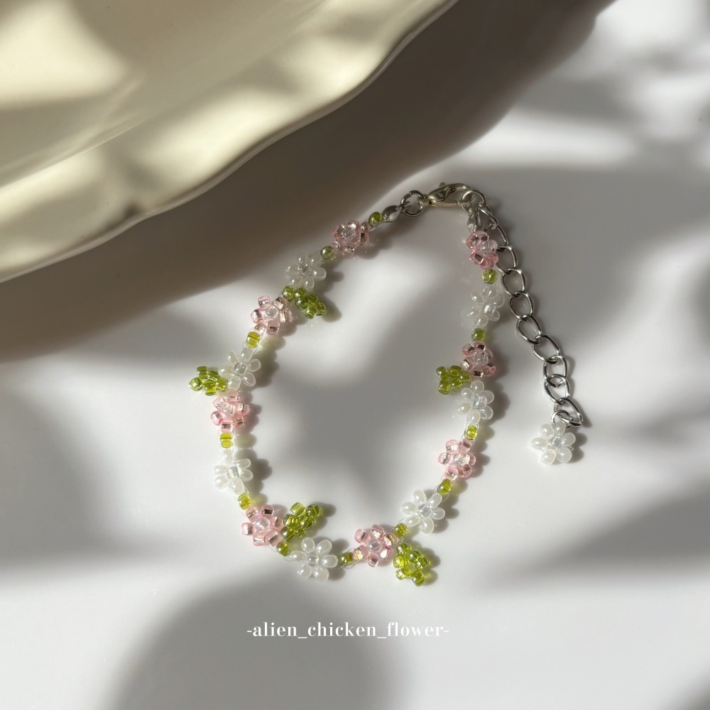 𝓐𝓬𝓯🍿外星家ㄟ串珠手鍊·͜· ✨白桃花園🍑原創串珠花花手鏈· 手工串珠·͜· 串珠手鍊·͜· 手鍊·͜·-細節圖2