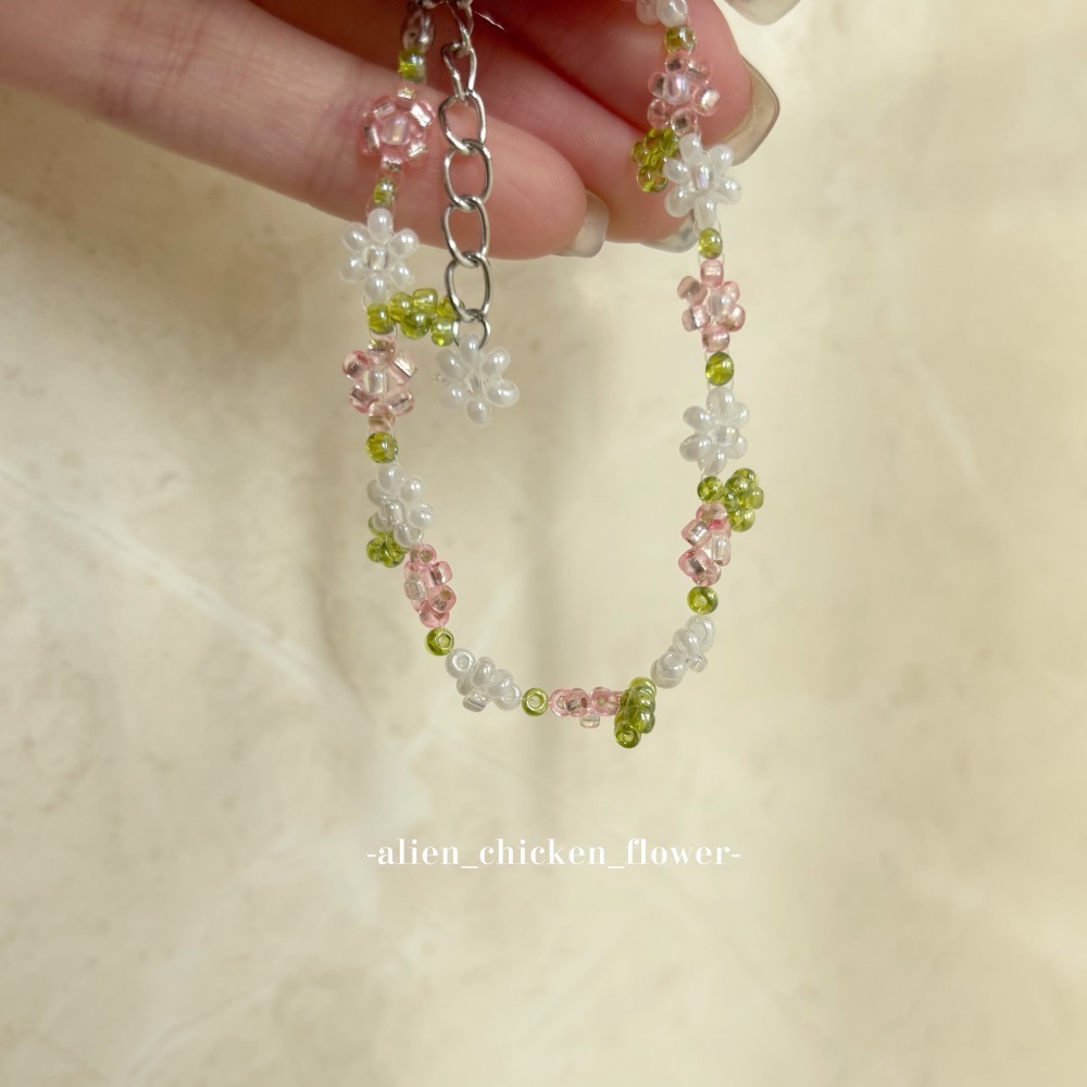 𝓐𝓬𝓯🍿外星家ㄟ串珠手鍊·͜· ✨白桃花園🍑原創串珠花花手鏈· 手工串珠·͜· 串珠手鍊·͜· 手鍊·͜·-細節圖3