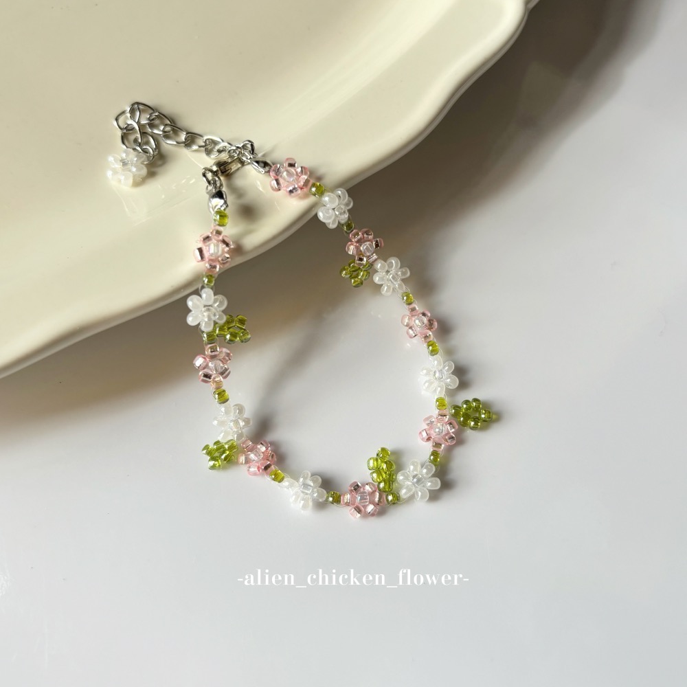 𝓐𝓬𝓯🍿外星家ㄟ串珠手鍊·͜· ✨白桃花園🍑原創串珠花花手鏈· 手工串珠·͜· 串珠手鍊·͜· 手鍊·͜·-細節圖4