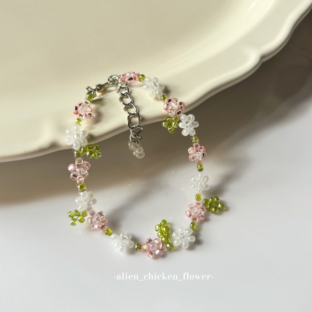 𝓐𝓬𝓯🍿外星家ㄟ串珠手鍊·͜· ✨白桃花園🍑原創串珠花花手鏈· 手工串珠·͜· 串珠手鍊·͜· 手鍊·͜·-細節圖5