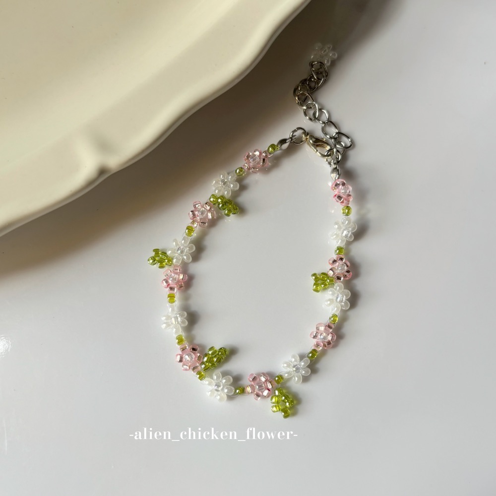 𝓐𝓬𝓯🍿外星家ㄟ串珠手鍊·͜· ✨白桃花園🍑原創串珠花花手鏈· 手工串珠·͜· 串珠手鍊·͜· 手鍊·͜·-細節圖6
