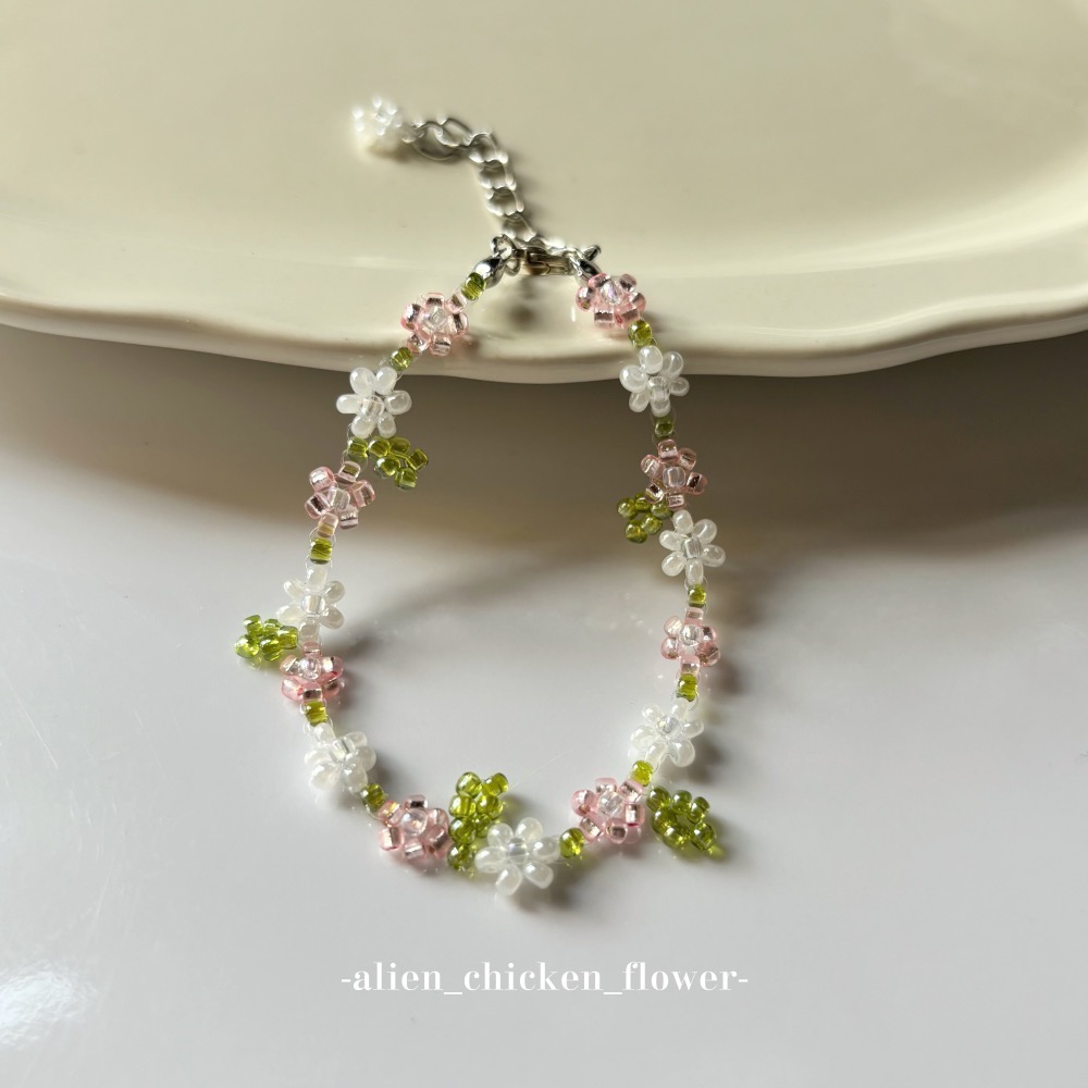 𝓐𝓬𝓯🍿外星家ㄟ串珠手鍊·͜· ✨白桃花園🍑原創串珠花花手鏈· 手工串珠·͜· 串珠手鍊·͜· 手鍊·͜·-細節圖7