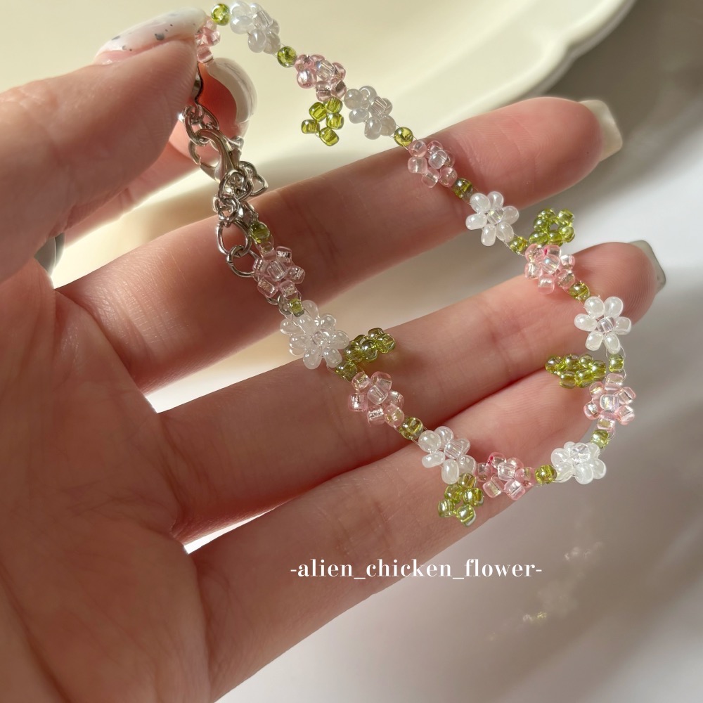 𝓐𝓬𝓯🍿外星家ㄟ串珠手鍊·͜· ✨白桃花園🍑原創串珠花花手鏈· 手工串珠·͜· 串珠手鍊·͜· 手鍊·͜·-細節圖8