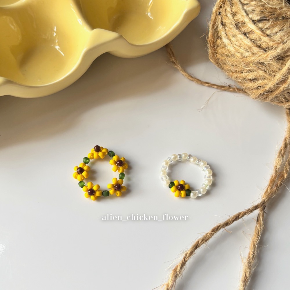 𝓐𝓬𝓯🍿外星家ㄟ串珠戒指·͜· 向日葵花田🌻系列·͜· 手工串珠·͜· 串珠戒指·͜· 戒指·͜·-細節圖2