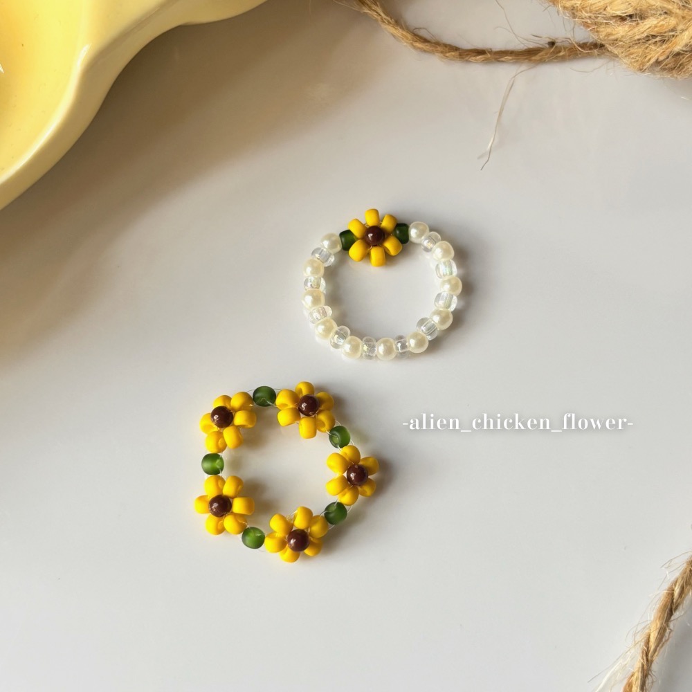 𝓐𝓬𝓯🍿外星家ㄟ串珠戒指·͜· 向日葵花田🌻系列·͜· 手工串珠·͜· 串珠戒指·͜· 戒指·͜·-細節圖3