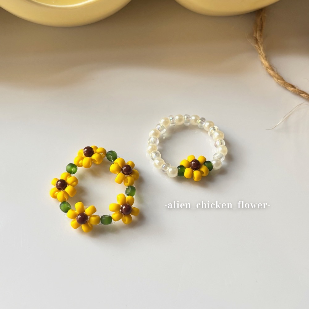 𝓐𝓬𝓯🍿外星家ㄟ串珠戒指·͜· 向日葵花田🌻系列·͜· 手工串珠·͜· 串珠戒指·͜· 戒指·͜·-細節圖4