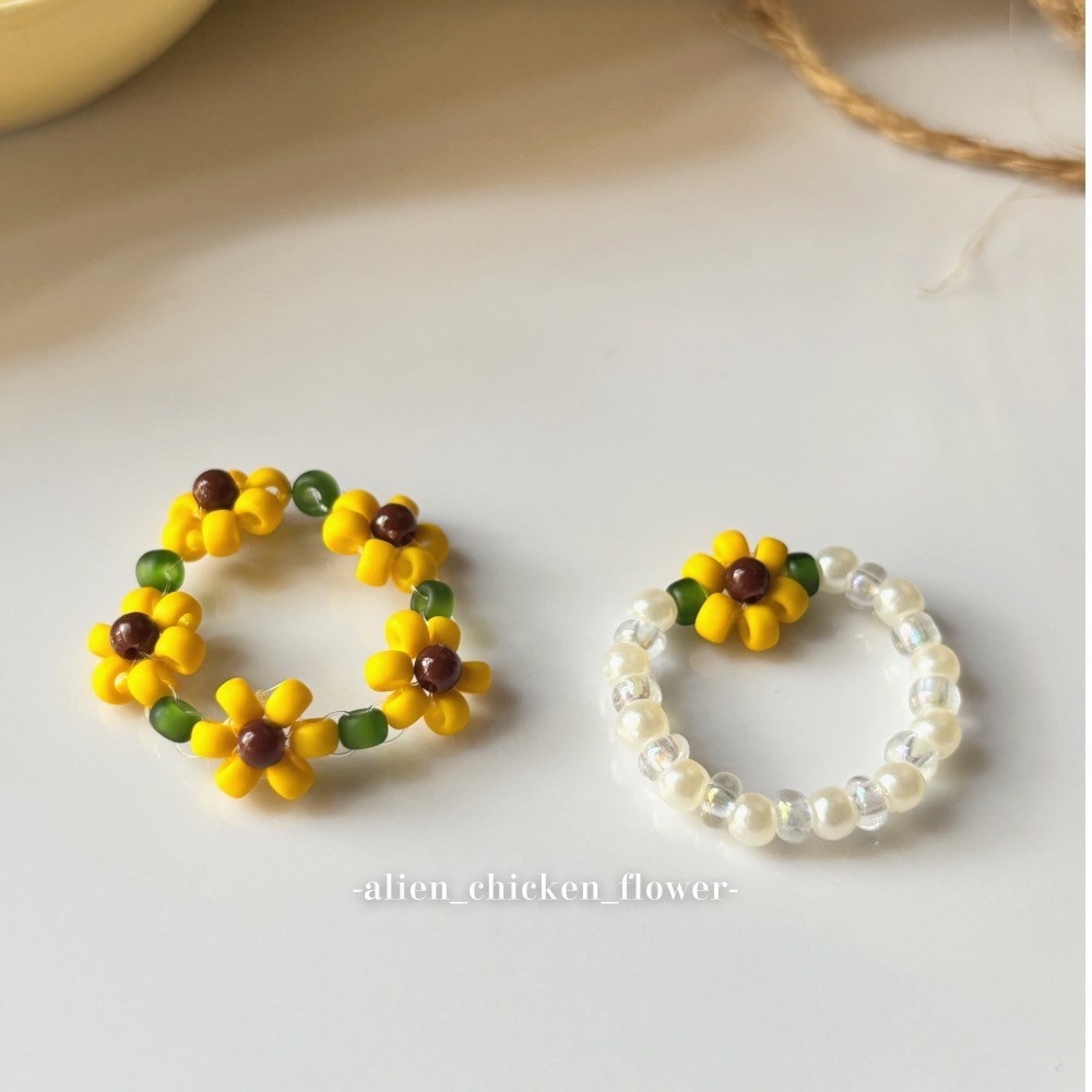 𝓐𝓬𝓯🍿外星家ㄟ串珠戒指·͜· 向日葵花田🌻系列·͜· 手工串珠·͜· 串珠戒指·͜· 戒指·͜·-細節圖5