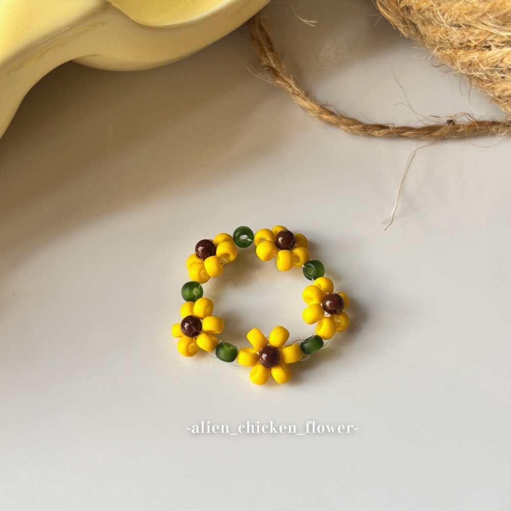 𝓐𝓬𝓯🍿外星家ㄟ串珠戒指·͜· 向日葵花田🌻系列·͜· 手工串珠·͜· 串珠戒指·͜· 戒指·͜·-細節圖7