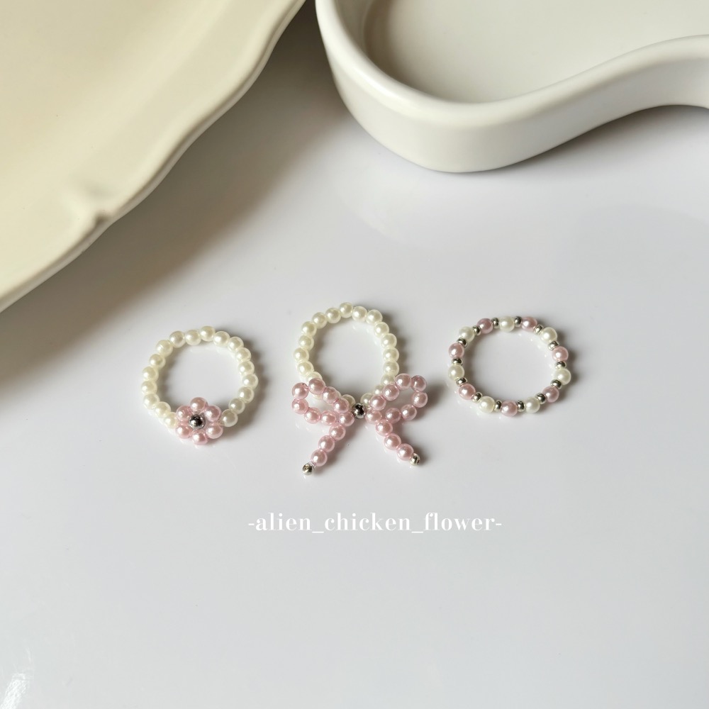 𝓐𝓬𝓯🍿外星家ㄟ串珠戒指·͜· 紫嫣粉花花蝴蝶結🎀系列·͜· 手工串珠·͜· 串珠戒指·͜· 戒指·͜·-細節圖6
