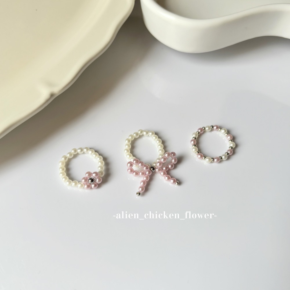 𝓐𝓬𝓯🍿外星家ㄟ串珠戒指·͜· 紫嫣粉花花蝴蝶結🎀系列·͜· 手工串珠·͜· 串珠戒指·͜· 戒指·͜·-細節圖7