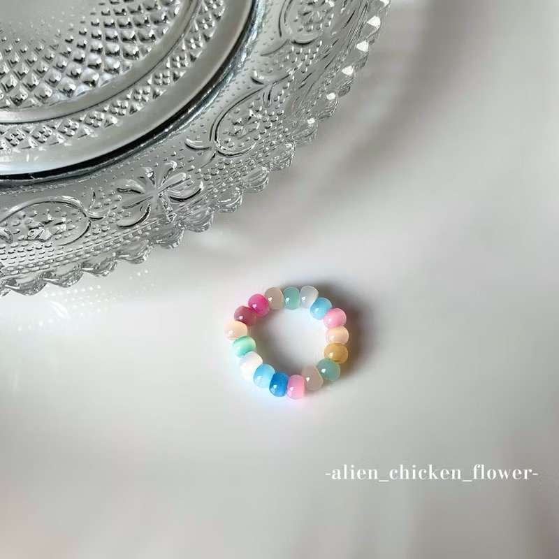 𝓐𝓬𝓯🍿外星家ㄟ串珠戒指·͜· 彩色泡泡糖🫧系列·͜· 手工串珠·͜· 串珠戒指·͜· 戒指·͜·-細節圖3