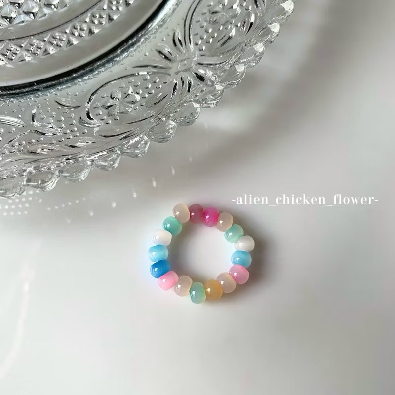 𝓐𝓬𝓯🍿外星家ㄟ串珠戒指·͜· 彩色泡泡糖🫧系列·͜· 手工串珠·͜· 串珠戒指·͜· 戒指·͜·-規格圖3