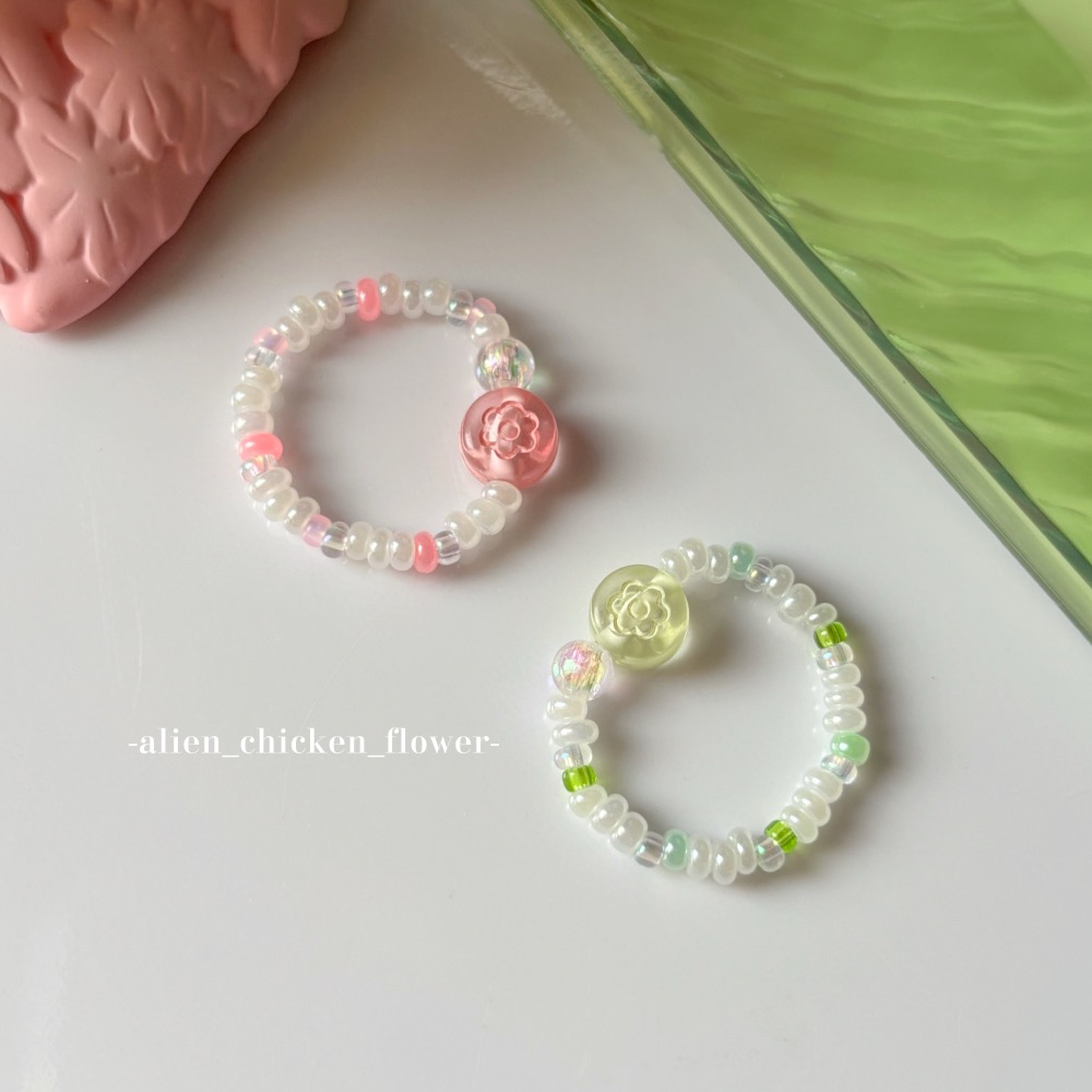 𝓐𝓬𝓯🍿外星家ㄟ串珠戒指·͜· 抹茶櫻花甜菓子🍡系列·͜· 手工串珠·͜· 串珠戒指·͜· 戒指·͜·-細節圖2
