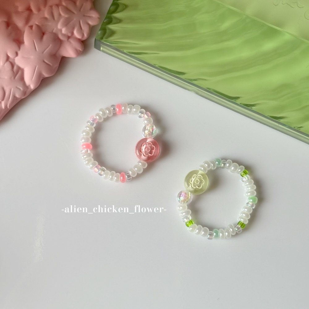 𝓐𝓬𝓯🍿外星家ㄟ串珠戒指·͜· 抹茶櫻花甜菓子🍡系列·͜· 手工串珠·͜· 串珠戒指·͜· 戒指·͜·-細節圖4