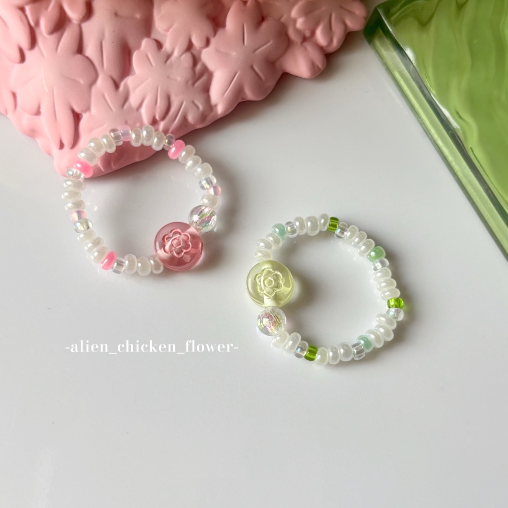 𝓐𝓬𝓯🍿外星家ㄟ串珠戒指·͜· 抹茶櫻花甜菓子🍡系列·͜· 手工串珠·͜· 串珠戒指·͜· 戒指·͜·-細節圖5