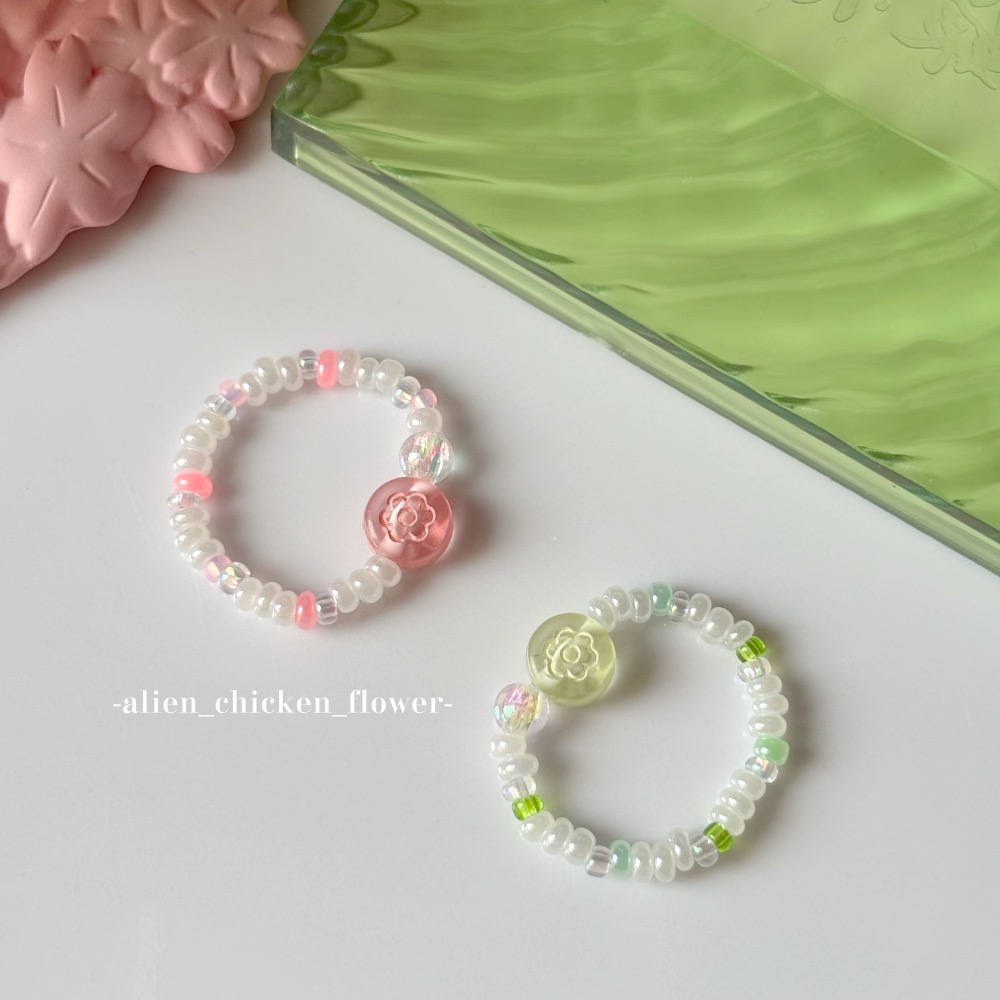 𝓐𝓬𝓯🍿外星家ㄟ串珠戒指·͜· 抹茶櫻花甜菓子🍡系列·͜· 手工串珠·͜· 串珠戒指·͜· 戒指·͜·-細節圖6