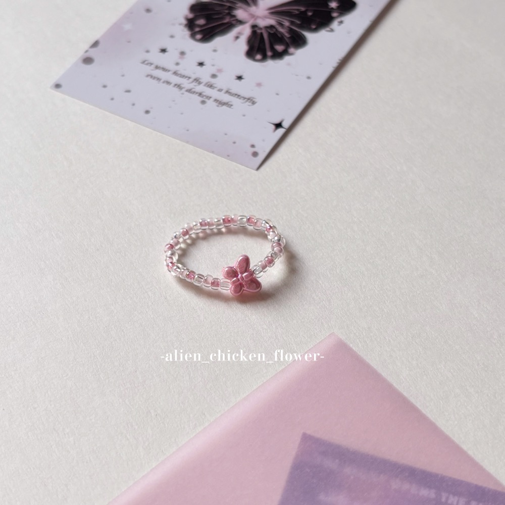 𝓐𝓬𝓯🍿外星家ㄟ串珠戒指·͜· 💗芭比ㄉ蝴蝶仙子原創串珠戒指🧚🏻‍♀️· 手工串珠·͜· 串珠戒指·͜·-細節圖6