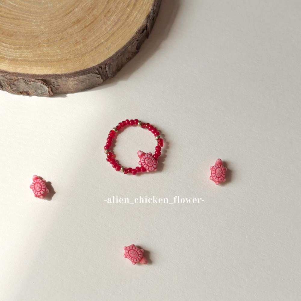 𝓐𝓬𝓯🍿外星家ㄟ串珠戒指·͜·富貴吉祥又長壽紅龜粿小戒指🐢🧧🎊·͜· 手工串珠·͜· 串珠戒指·͜· 戒指-細節圖4
