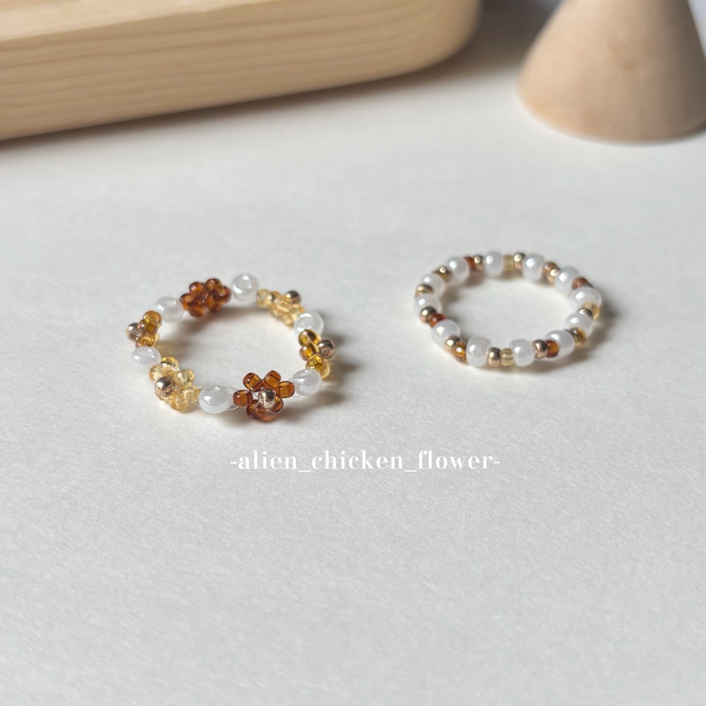 𝓐𝓬𝓯🍿外星家ㄟ串珠戒指·͜· 秋雪小花🍂☃️系列·͜· 手工串珠·͜· 串珠戒指·͜· 戒指·͜·-細節圖2
