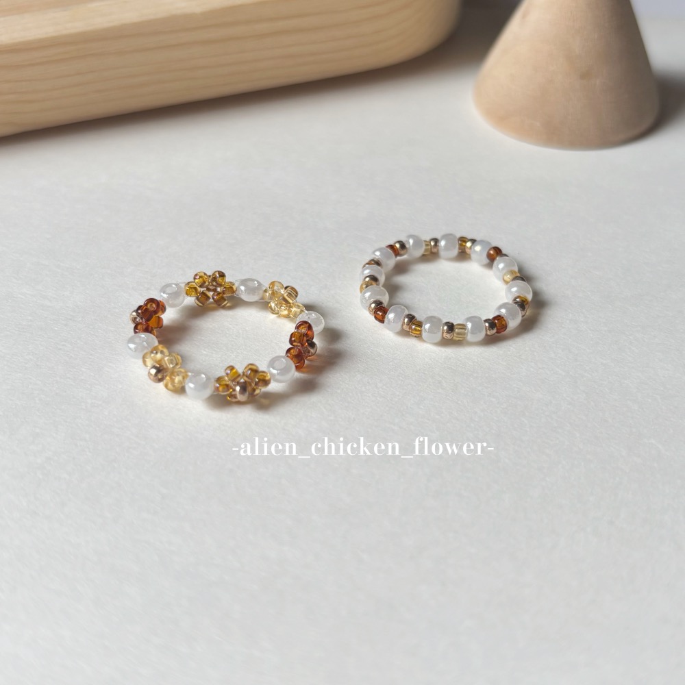 𝓐𝓬𝓯🍿外星家ㄟ串珠戒指·͜· 秋雪小花🍂☃️系列·͜· 手工串珠·͜· 串珠戒指·͜· 戒指·͜·-細節圖5
