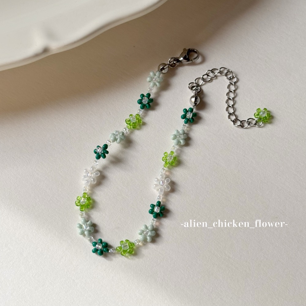 𝓐𝓬𝓯🍿外星家ㄟ串珠手鍊·͜· 🌿萌芽綠花花原創串珠手鍊🌱·͜· 手工串珠·͜· 串珠手鏈· 手鍊·͜·-細節圖2