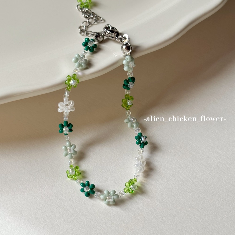 𝓐𝓬𝓯🍿外星家ㄟ串珠手鍊·͜· 🌿萌芽綠花花原創串珠手鍊🌱·͜· 手工串珠·͜· 串珠手鏈· 手鍊·͜·-細節圖3