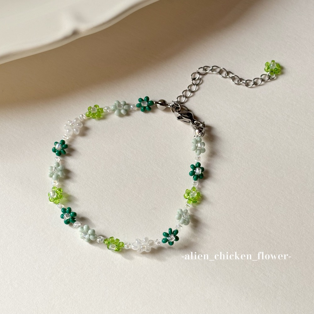 𝓐𝓬𝓯🍿外星家ㄟ串珠手鍊·͜· 🌿萌芽綠花花原創串珠手鍊🌱·͜· 手工串珠·͜· 串珠手鏈· 手鍊·͜·-細節圖5