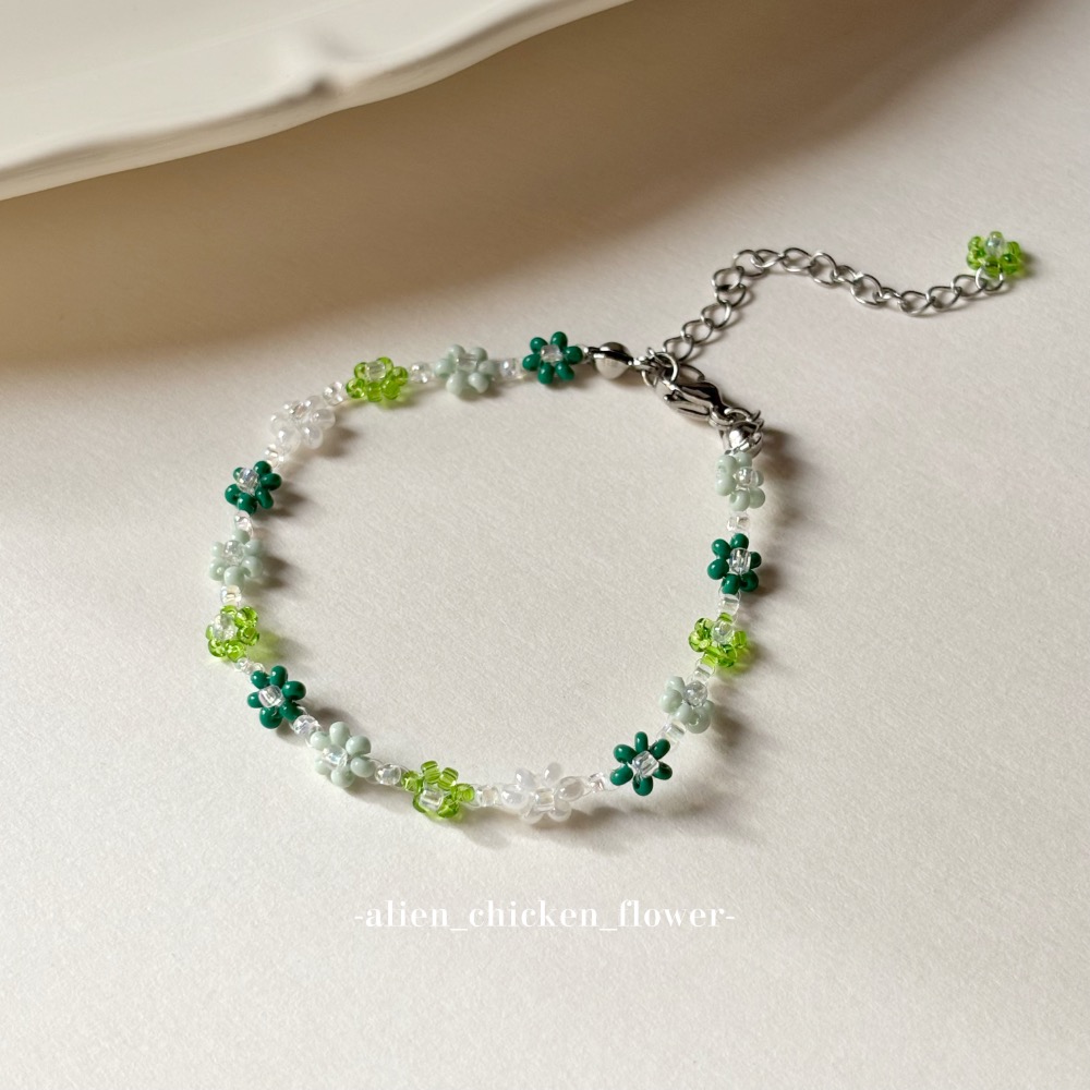 𝓐𝓬𝓯🍿外星家ㄟ串珠手鍊·͜· 🌿萌芽綠花花原創串珠手鍊🌱·͜· 手工串珠·͜· 串珠手鏈· 手鍊·͜·-規格圖6