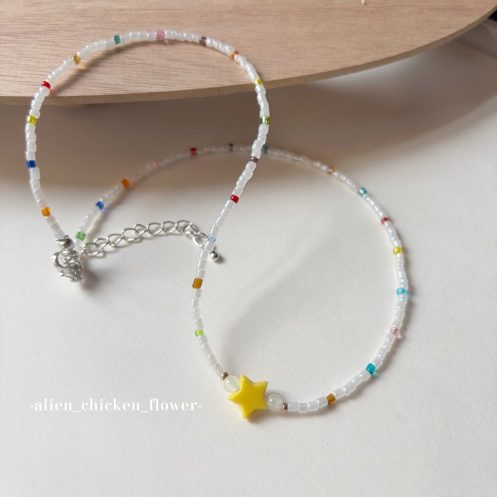 𝓐𝓬𝓯🍿外星家ㄟ串珠項鍊·͜· 繽紛糖果無敵星星💫原創串珠項鏈·͜· 手工串珠·͜· 串珠項鍊·͜· 項鍊-細節圖3
