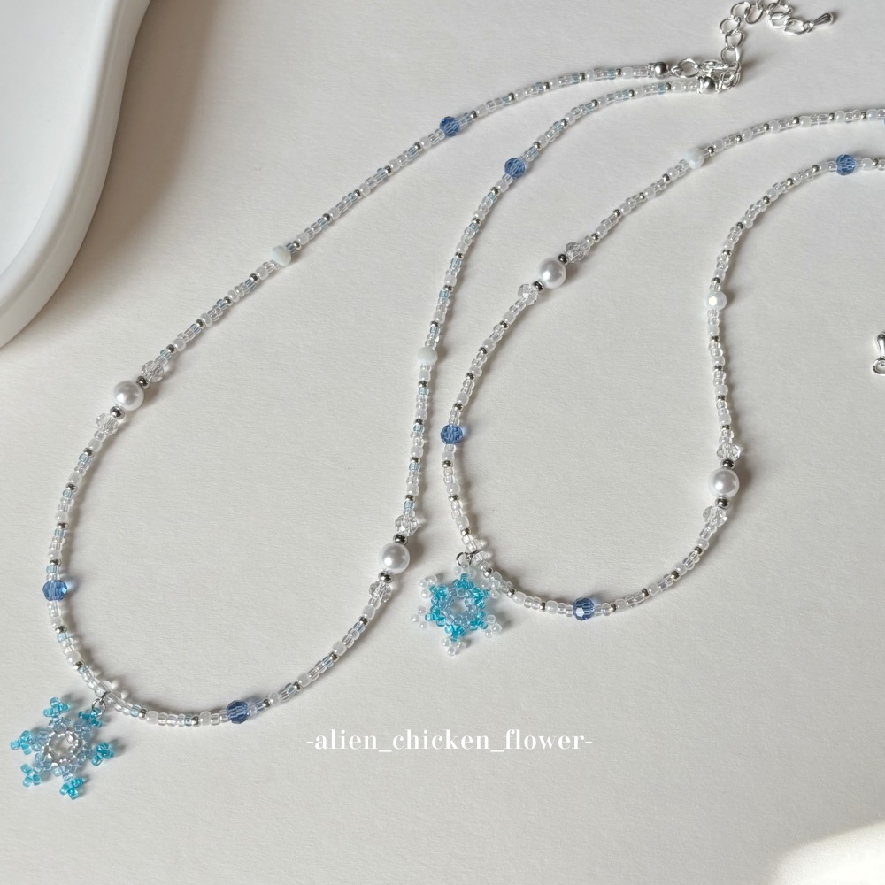 𝓐𝓬𝓯🍿外星家ㄟ串珠項鍊·͜· ⛄️雪花飄飄❄️原創串珠項鏈系列·͜· 手工串珠·͜· 串珠項鍊·͜· 項鍊-細節圖3