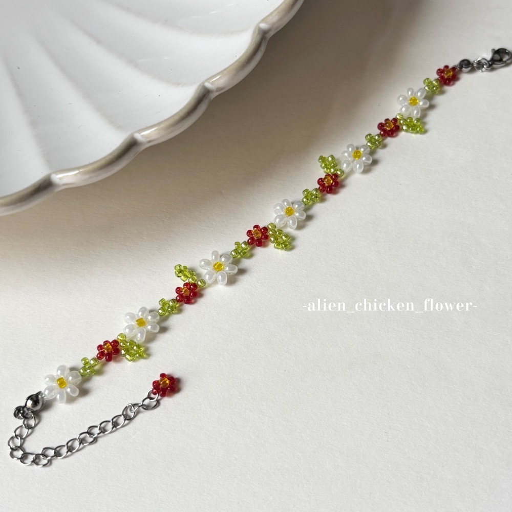 𝓐𝓬𝓯🍿外星家ㄟ串珠手鍊·͜· 🍓莓果甜園小花原創串珠手鏈·͜· 手工串珠·͜· 串珠手鏈· 小花手鍊·͜·-細節圖2