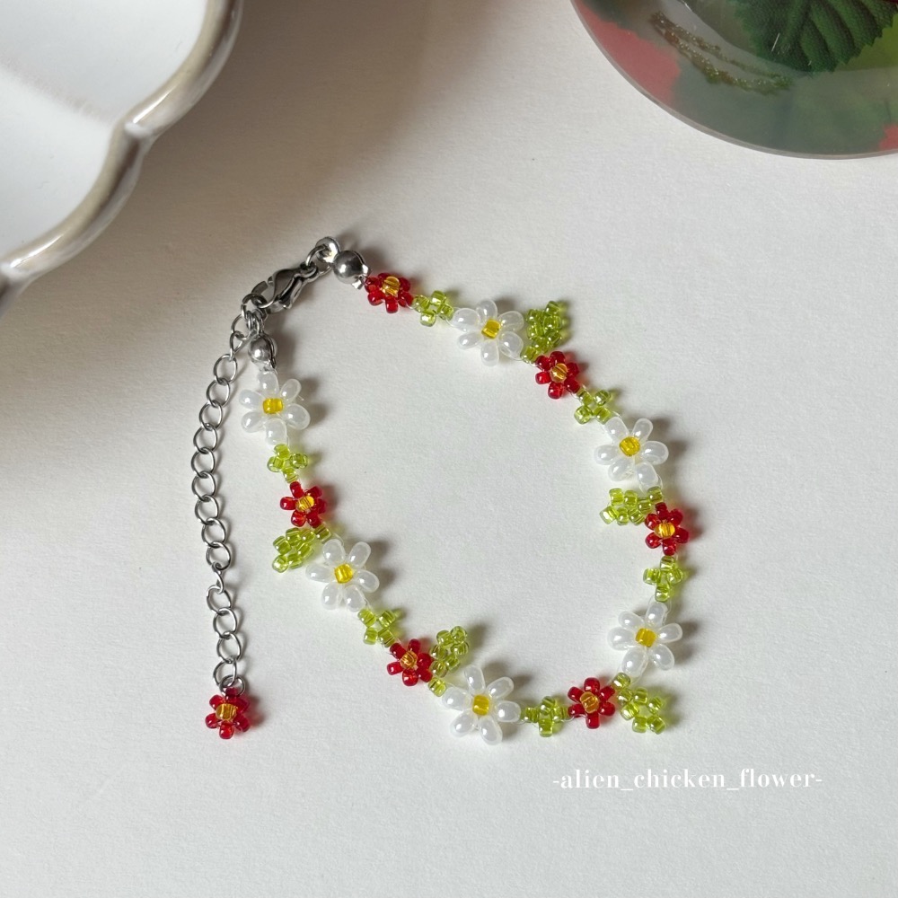 𝓐𝓬𝓯🍿外星家ㄟ串珠手鍊·͜· 🍓莓果甜園小花原創串珠手鏈·͜· 手工串珠·͜· 串珠手鏈· 小花手鍊·͜·-細節圖3