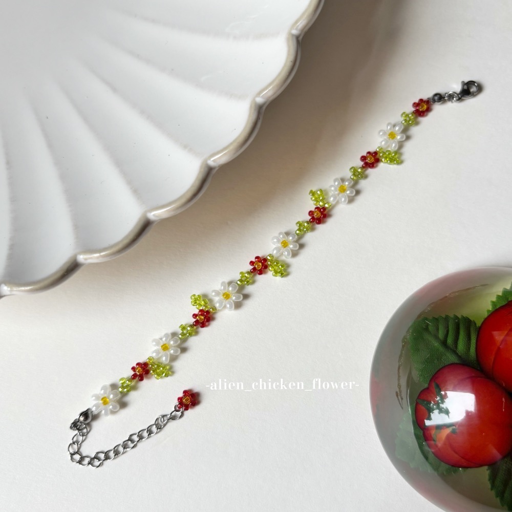 𝓐𝓬𝓯🍿外星家ㄟ串珠手鍊·͜· 🍓莓果甜園小花原創串珠手鏈·͜· 手工串珠·͜· 串珠手鏈· 小花手鍊·͜·-細節圖4