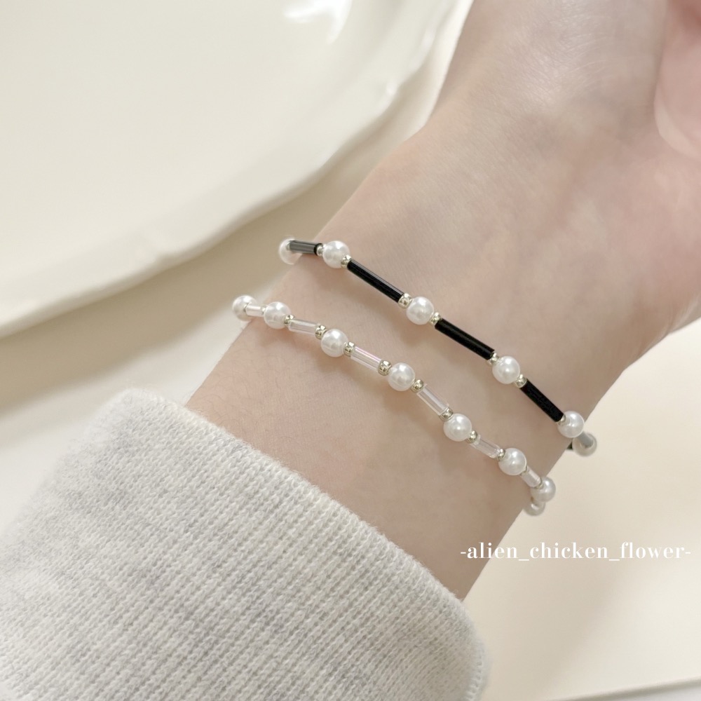 𝓐𝓬𝓯🍿外星家ㄟ串珠手鍊·͜· 💫日常黑白溫柔光🌙在袖口系列原創串珠手鍊·串珠手鏈· 手鍊·͜· 手環-細節圖2
