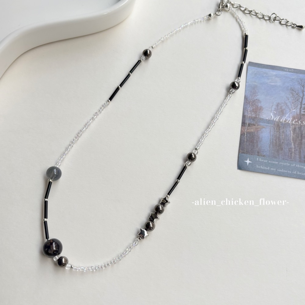 𝓐𝓬𝓯🍿外星家ㄟ串珠項鍊·͜· 🪐黑洞銀河系🌙原創串珠項鍊·͜· 手工串珠·͜· 串珠項鍊·͜· 項鍊·͜·-規格圖6