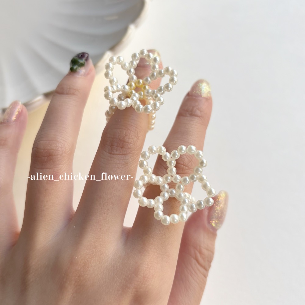 𝓐𝓬𝓯🍿外星家ㄟ串珠戒指·͜· 哇！是優雅ㄉ大花花🩰✨系列戒指·͜· 手工串珠·͜· 串珠戒指·͜· 戒指·͜-細節圖9