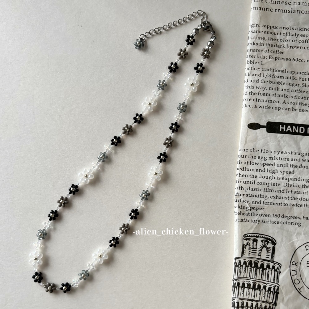 𝓐𝓬𝓯🍿外星家ㄟ串珠項鍊·͜· 🩶✨萬眾期待ㄉ銀黑白花花項鍊！· 手工串珠·͜· 串珠項鍊·͜· 項鍊·͜·-細節圖4