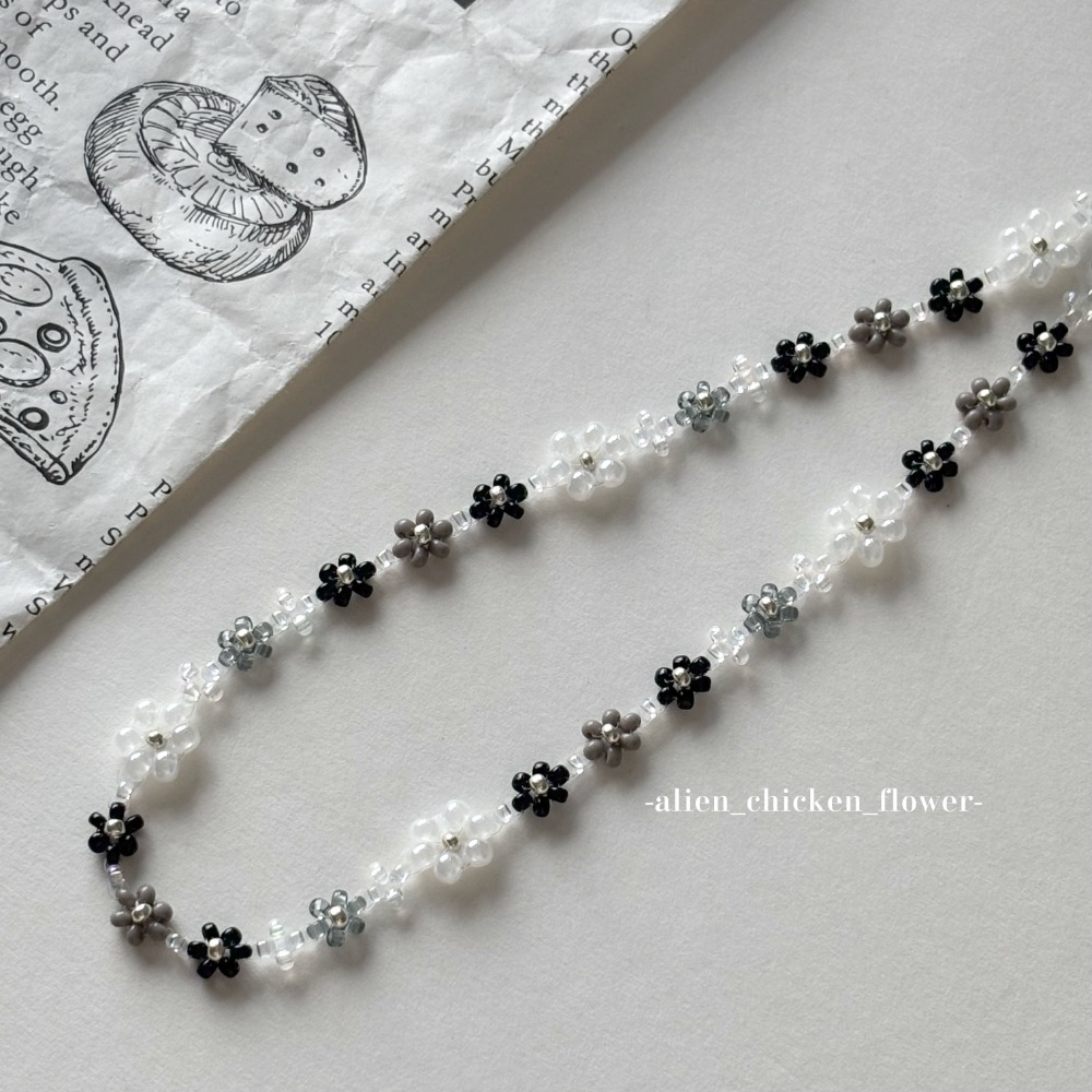 𝓐𝓬𝓯🍿外星家ㄟ串珠項鍊·͜· 🩶✨萬眾期待ㄉ銀黑白花花項鍊！· 手工串珠·͜· 串珠項鍊·͜· 項鍊·͜·-細節圖5
