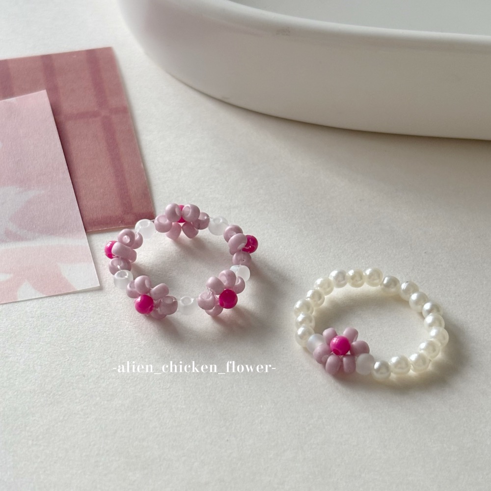 𝓐𝓬𝓯🍿外星家ㄟ串珠戒指·͜· 櫻花雲朵🌸☁️系列串珠戒指·͜· 手工串珠·͜· 串珠戒指·͜· 戒指·͜·-細節圖2