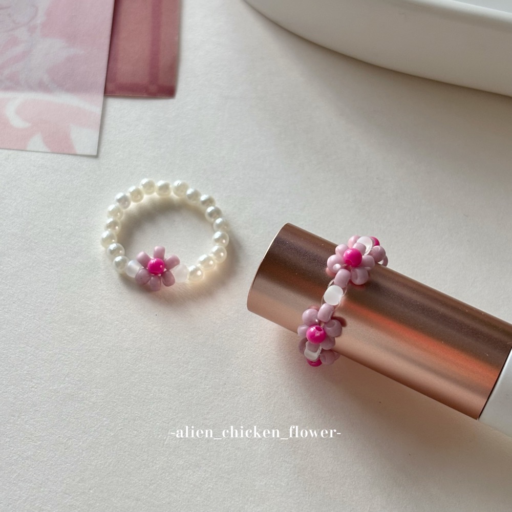 𝓐𝓬𝓯🍿外星家ㄟ串珠戒指·͜· 櫻花雲朵🌸☁️系列串珠戒指·͜· 手工串珠·͜· 串珠戒指·͜· 戒指·͜·-細節圖3