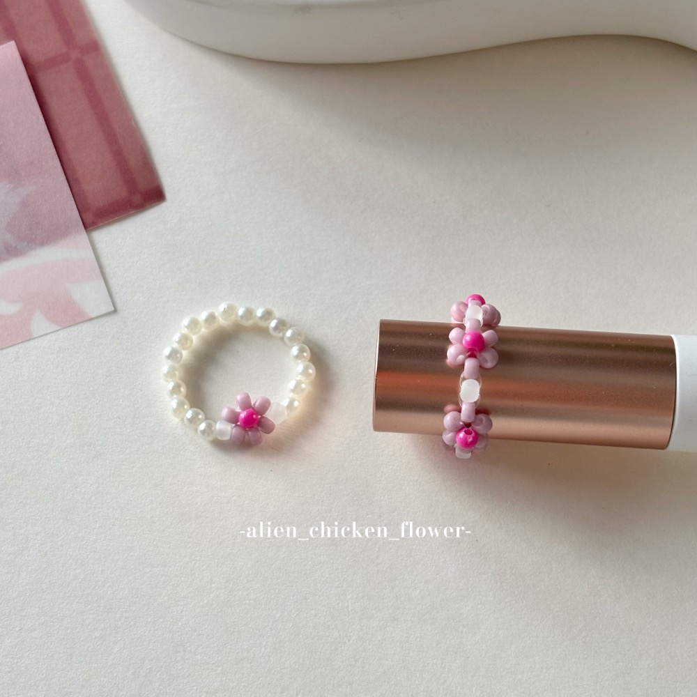 𝓐𝓬𝓯🍿外星家ㄟ串珠戒指·͜· 櫻花雲朵🌸☁️系列串珠戒指·͜· 手工串珠·͜· 串珠戒指·͜· 戒指·͜·-細節圖4
